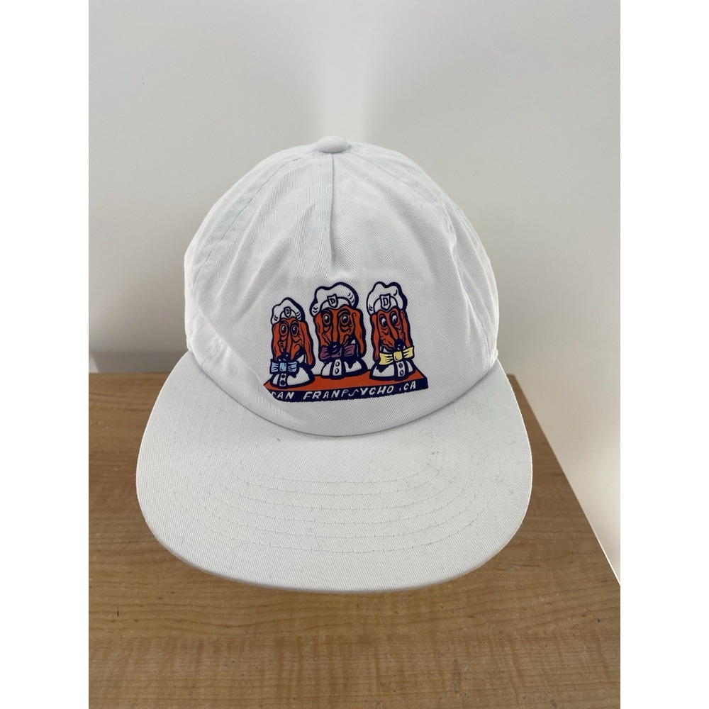 San Franpsycho‎ Hat Lightweight Adjustable Strapback Cap Trippy Dogs White
